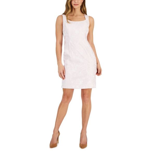 Women's Jacquard Square-Neck Sleeveless Sheath Dress - Picture 1 of 1